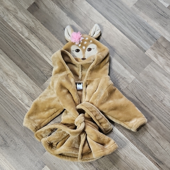 Cozy Brown Fleece Fawn Deer Pajama Robe 0-9 Mos Baby - Picture 1 of 4